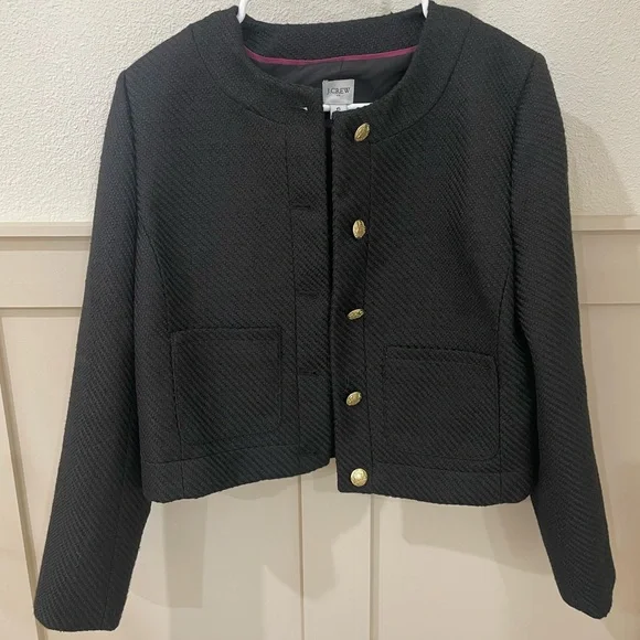 J Crew Black Tweed Jacket Blazer with Gold Buttons - Picture 6 of 12